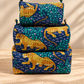 Handblock Cotton Pouch | Leopard Blue