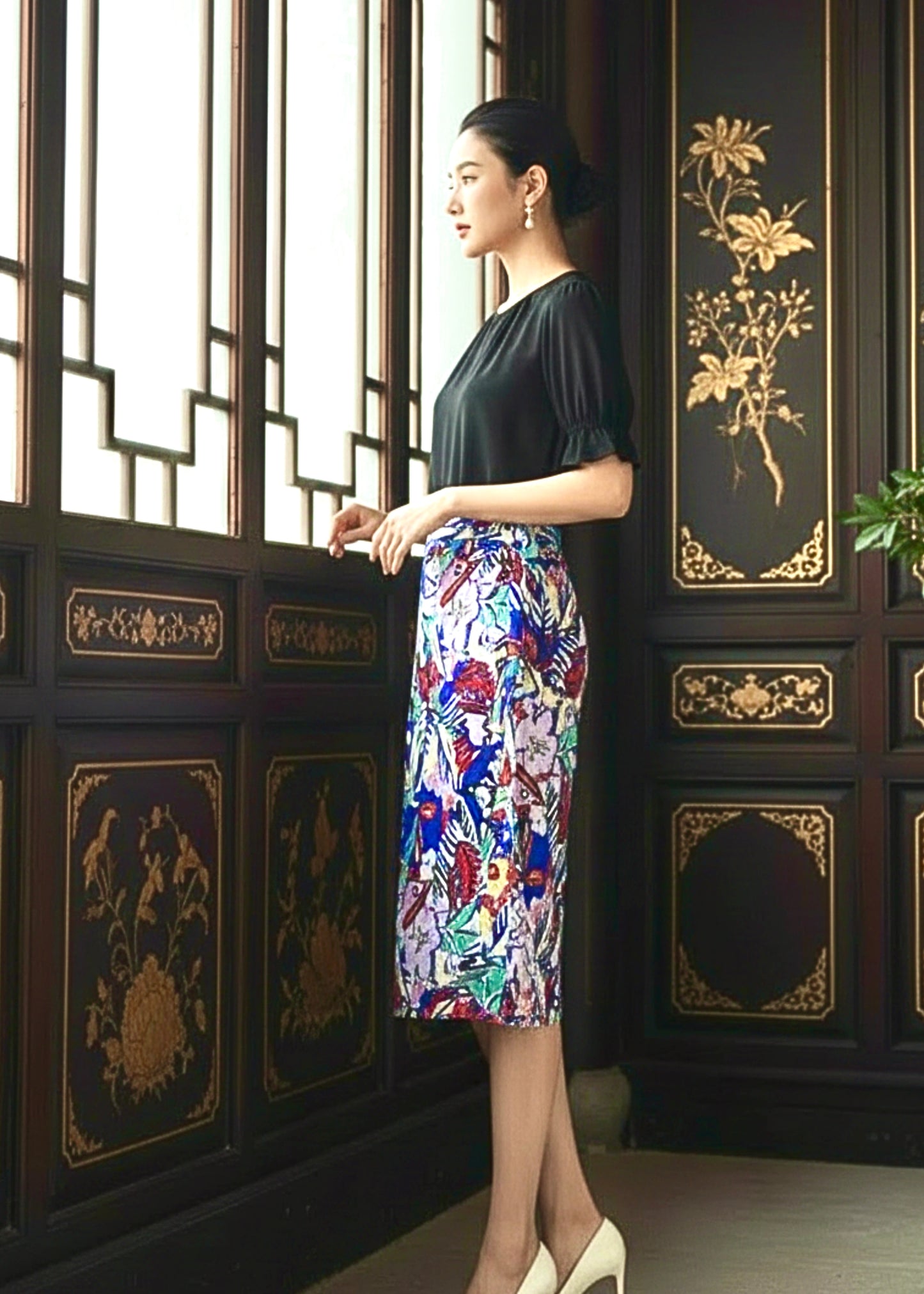 Naomi Wrap Skirt -Spring Garden