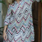 Sienna Bell Sleeve Dress -Zig Zag Pink