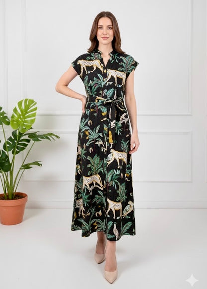 Kiara Cotton Dress | Jungle Black
