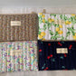 Flat Quilted Japanese Cotton Pouch - White Dainty Floral