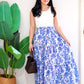 Zenus Handblock Skirt | Porcelain Blue