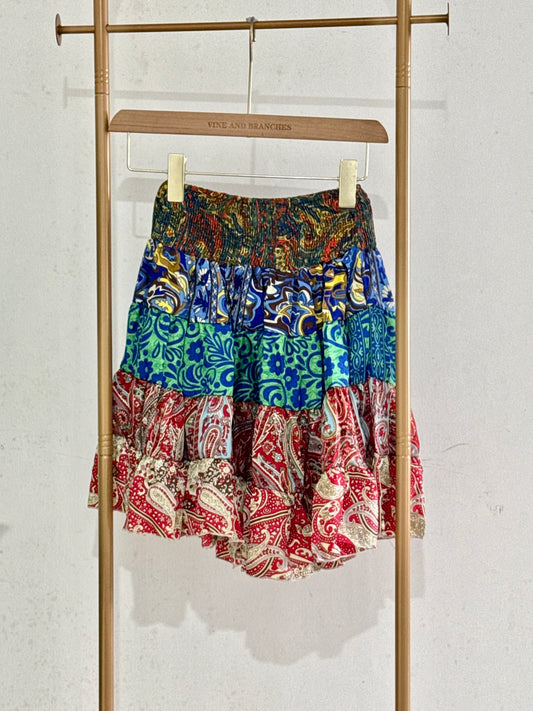 Mini Silky Patchwork Skirt