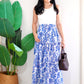 Zenus Handblock Skirt | Porcelain Blue