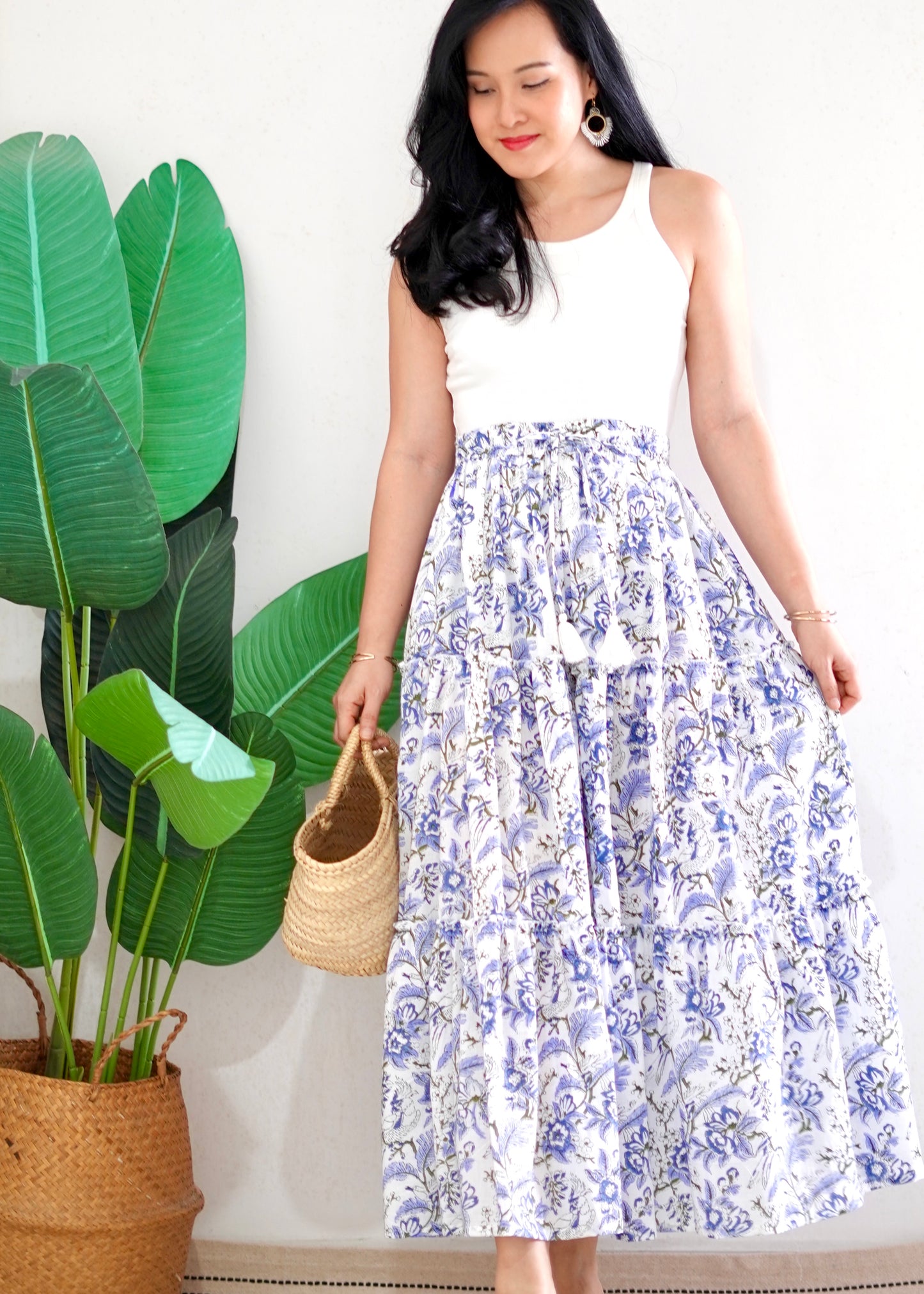 Zenus Handblock Skirt | Periwinkle