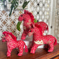 SET OF 3 : HORSE CNY ORNAMENT- Batik Red Beige
