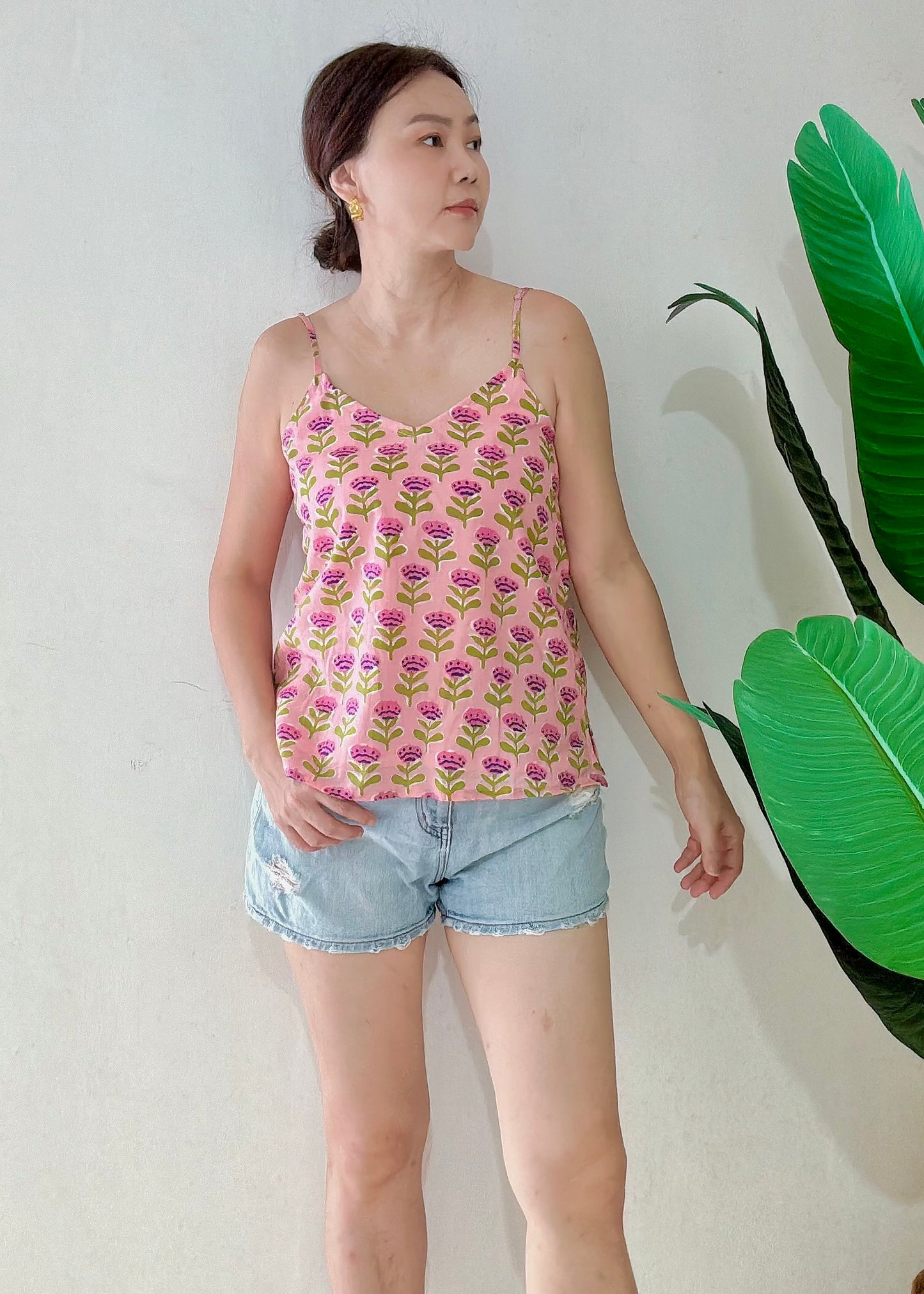 Bea Cotton Camisole - Garden Pink