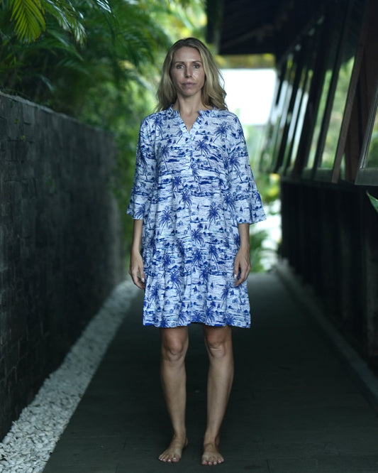 Sienna Bell Sleeve Dress -Hawaiian Blue