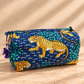 Handblock Cotton Pouch | Leopard Blue
