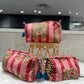 Handblock Cotton Pouch | Pink Stripe Tiger