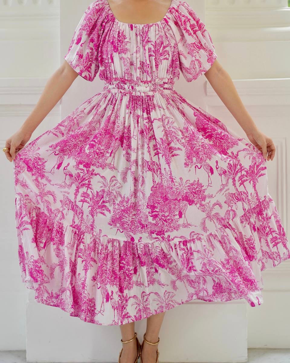 Willa Puff Sleeve Maxi Dress - Pink Romance