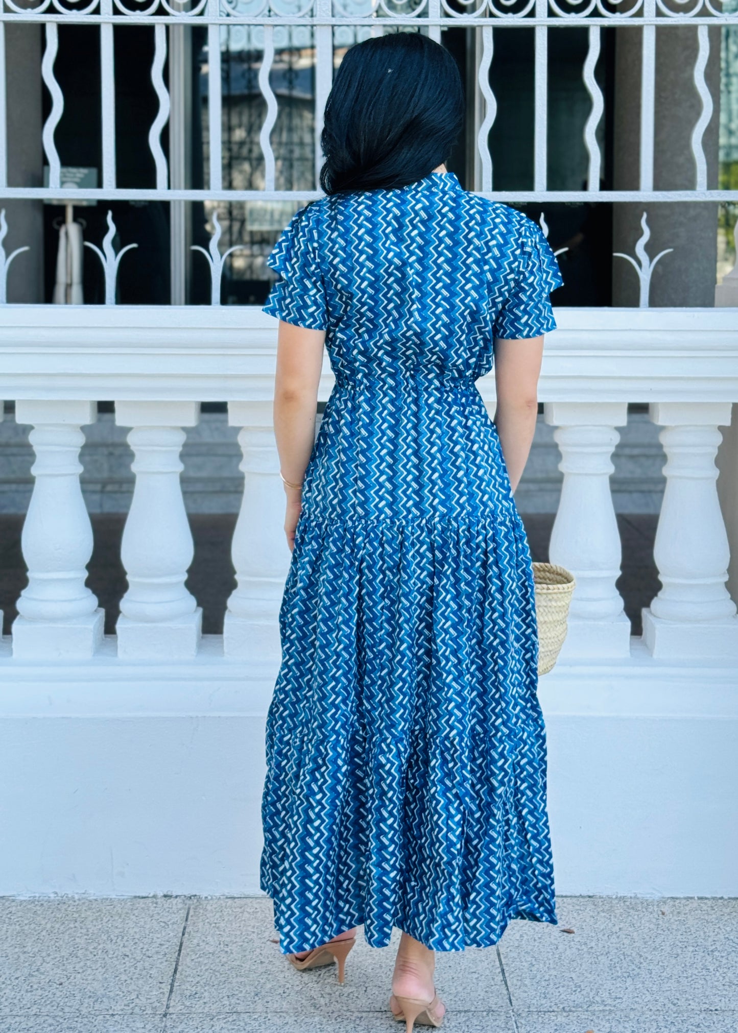 Debra Maxi Dress - Chevron Blue