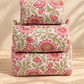 Handblock Cotton Pouch |  Pink Floral