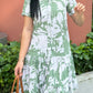 Elise Shirt Dress - Mint Green Palm