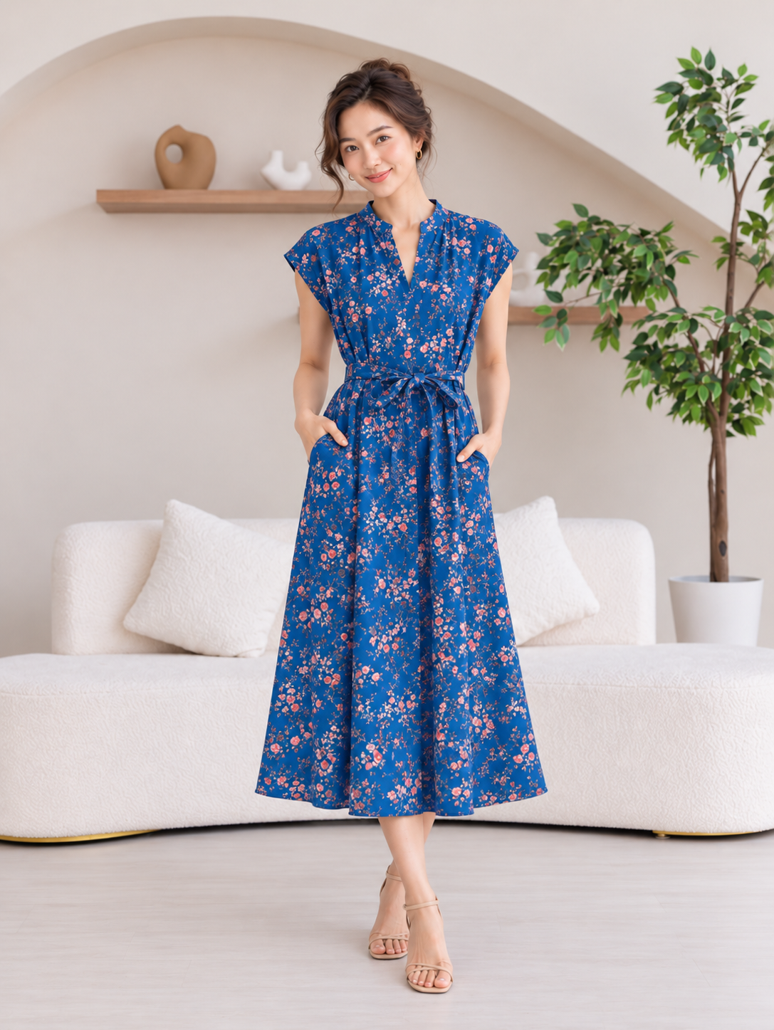 Kiara Cotton Dress | Oriental Blue