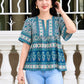 Amina Cotton Top | Aqua Blue