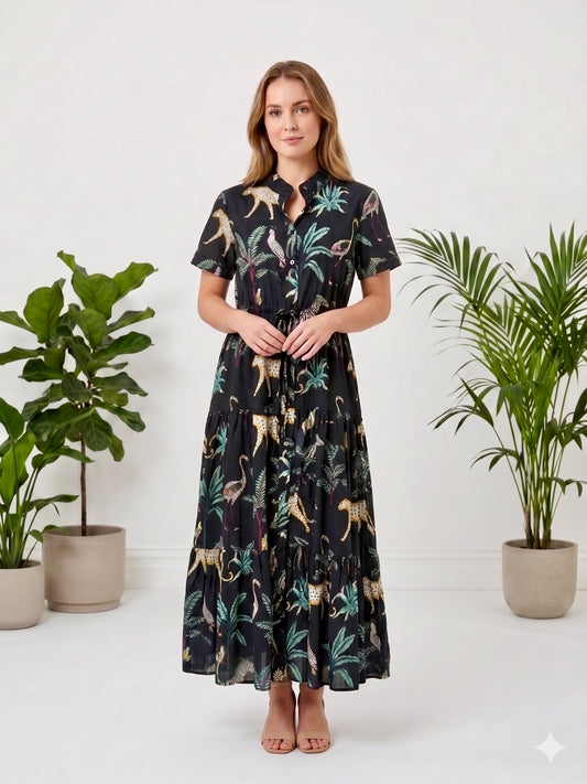 Debra Maxi Dress - Jungle Black