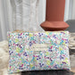 Flat Quilted Japanese Cotton Pouch - White Dainty Floral