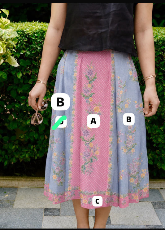 Suzie Batik A-line Skirt - Pink Blue