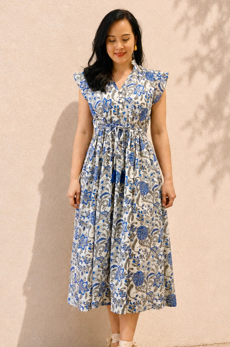 Winona Dress | Floral Navy