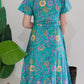 Kiki Batik Cotton Midi Dress | Royal Turquoise