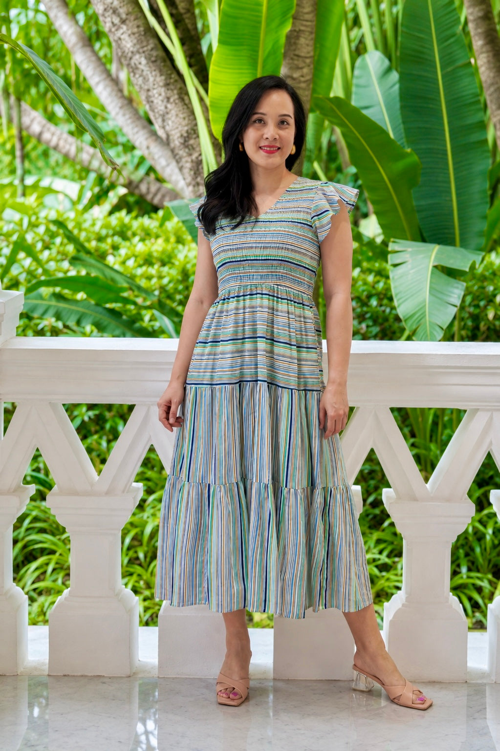Zara Smocked Dress | Coastal Stripes