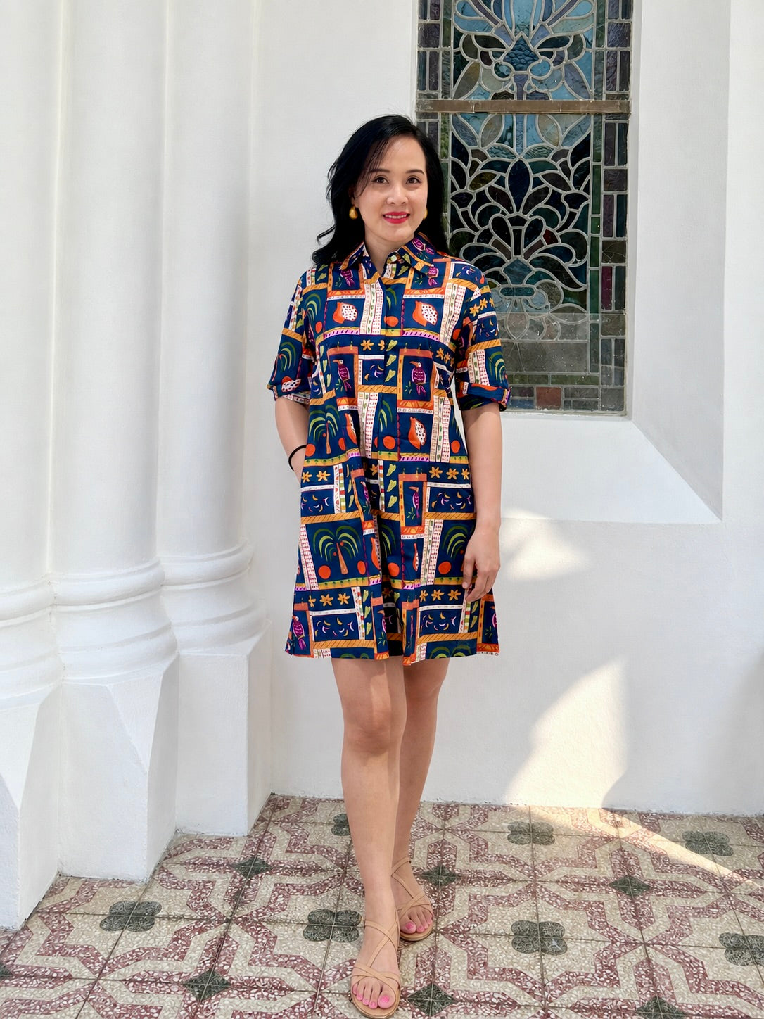 Pippa Short Shirt Dress | Island Navy