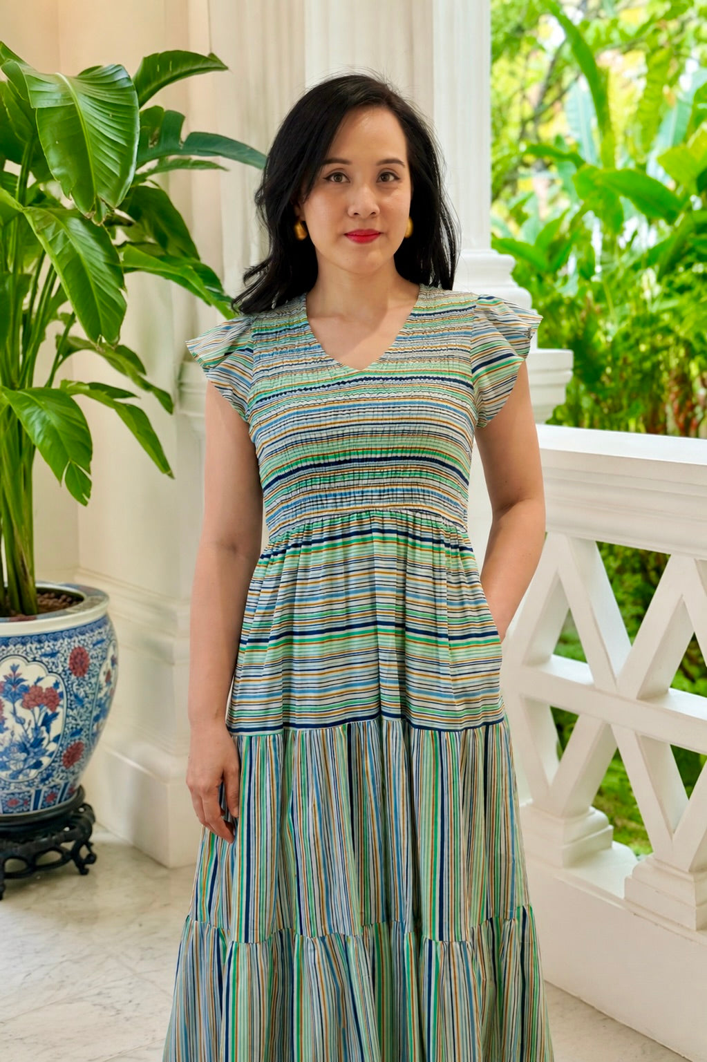 Zara Smocked Dress | Coastal Stripes