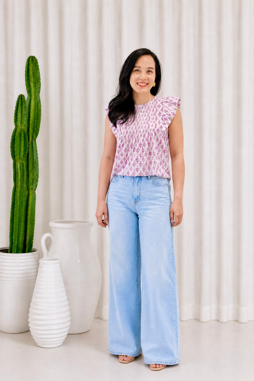 Daisy Pin-Tuck Top  | Purple Bliss