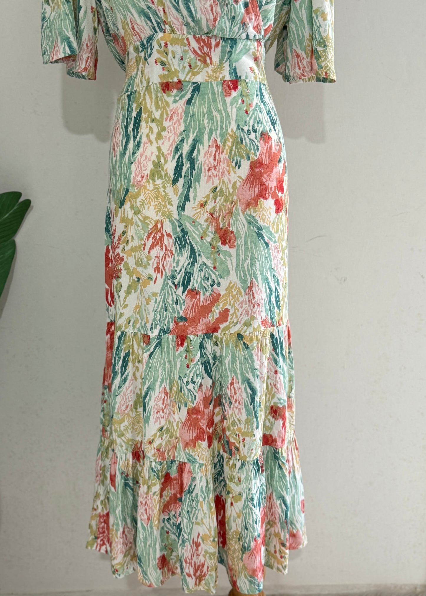 Val Flutter Sleeve Dress | Floral Pastel