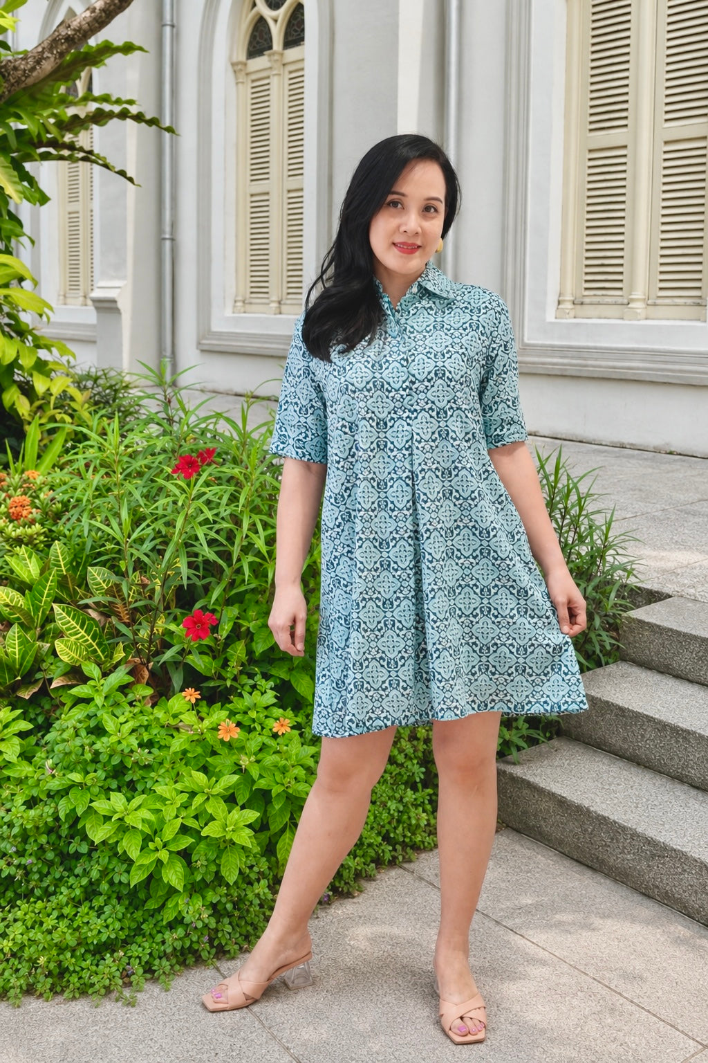 Pippa Short Shirt Dress | Peranakan Green
