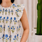 Daisy Pin-Tuck Top  | Blue Bliss
