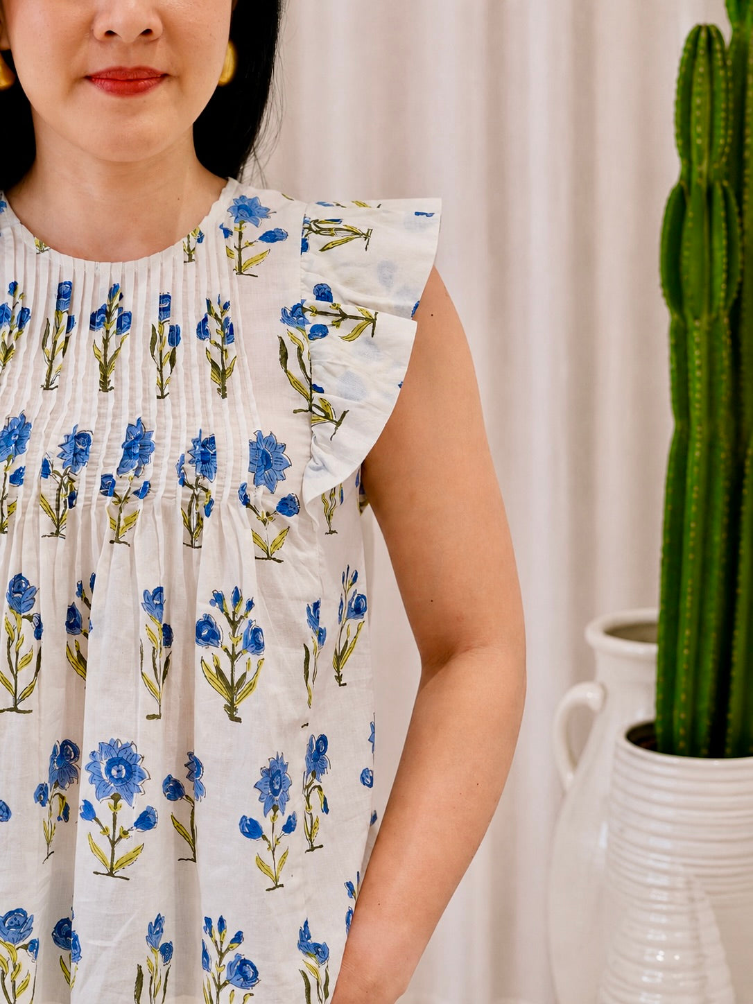 Daisy Pin-Tuck Top  | Blue Bliss