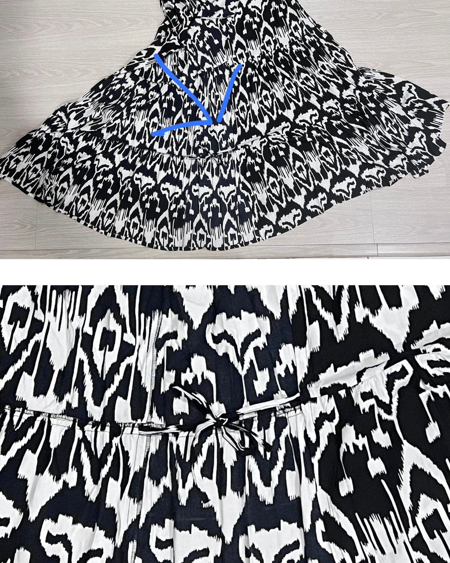 Della Wrap Dress - Monochrome Ikat [LAST PIECE]