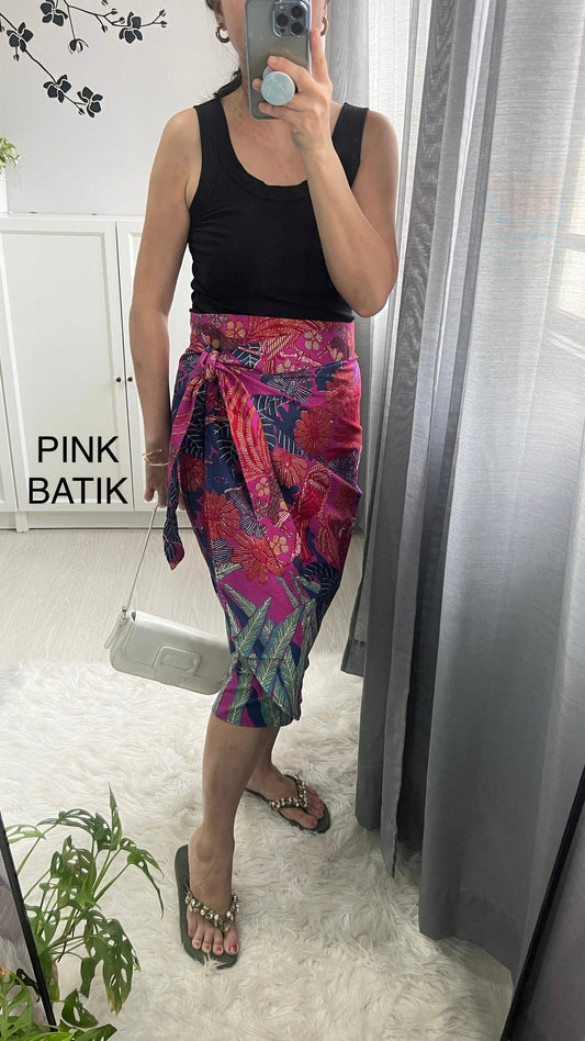 {PRE-ORDER} Jainee Plus Size Wrap Skirt - Batik Pink