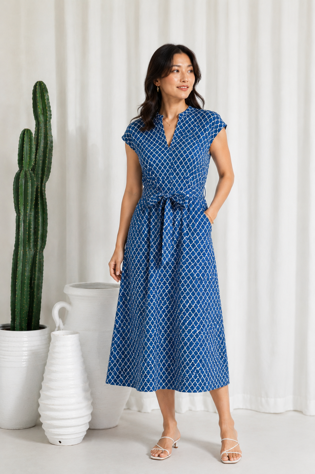 Kiara Cotton Dress | Blue Whisper(Missing belt)