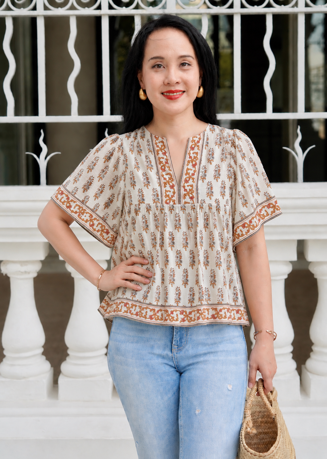 Amina Cotton Top | Boho Brown