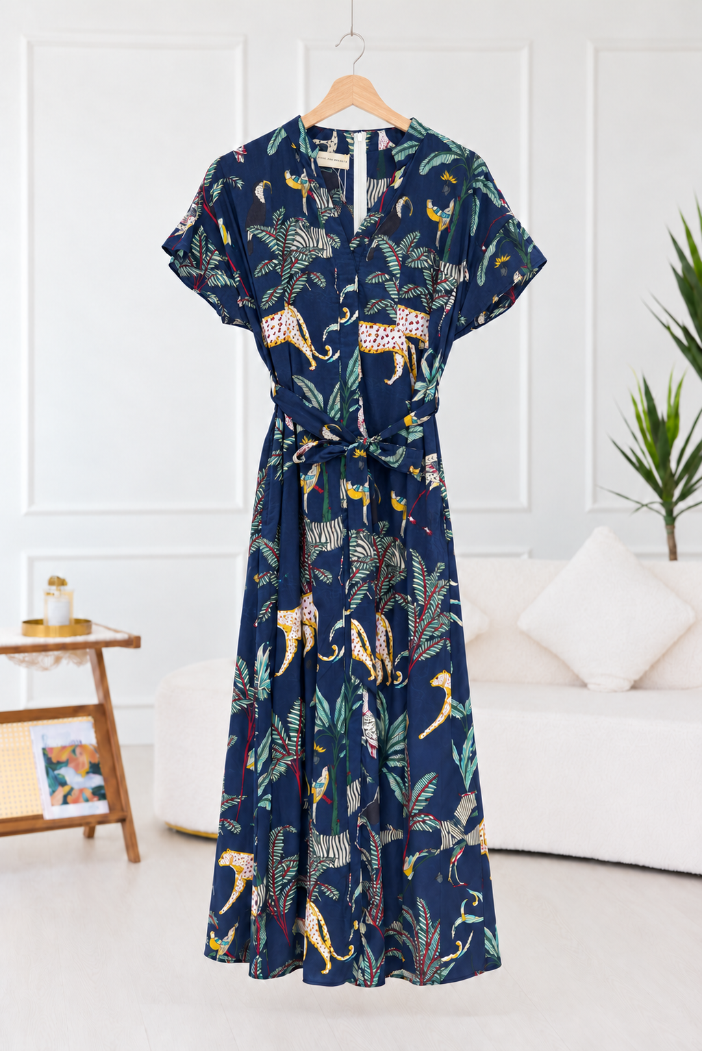 Monica Cotton Dress | Navy Jungle