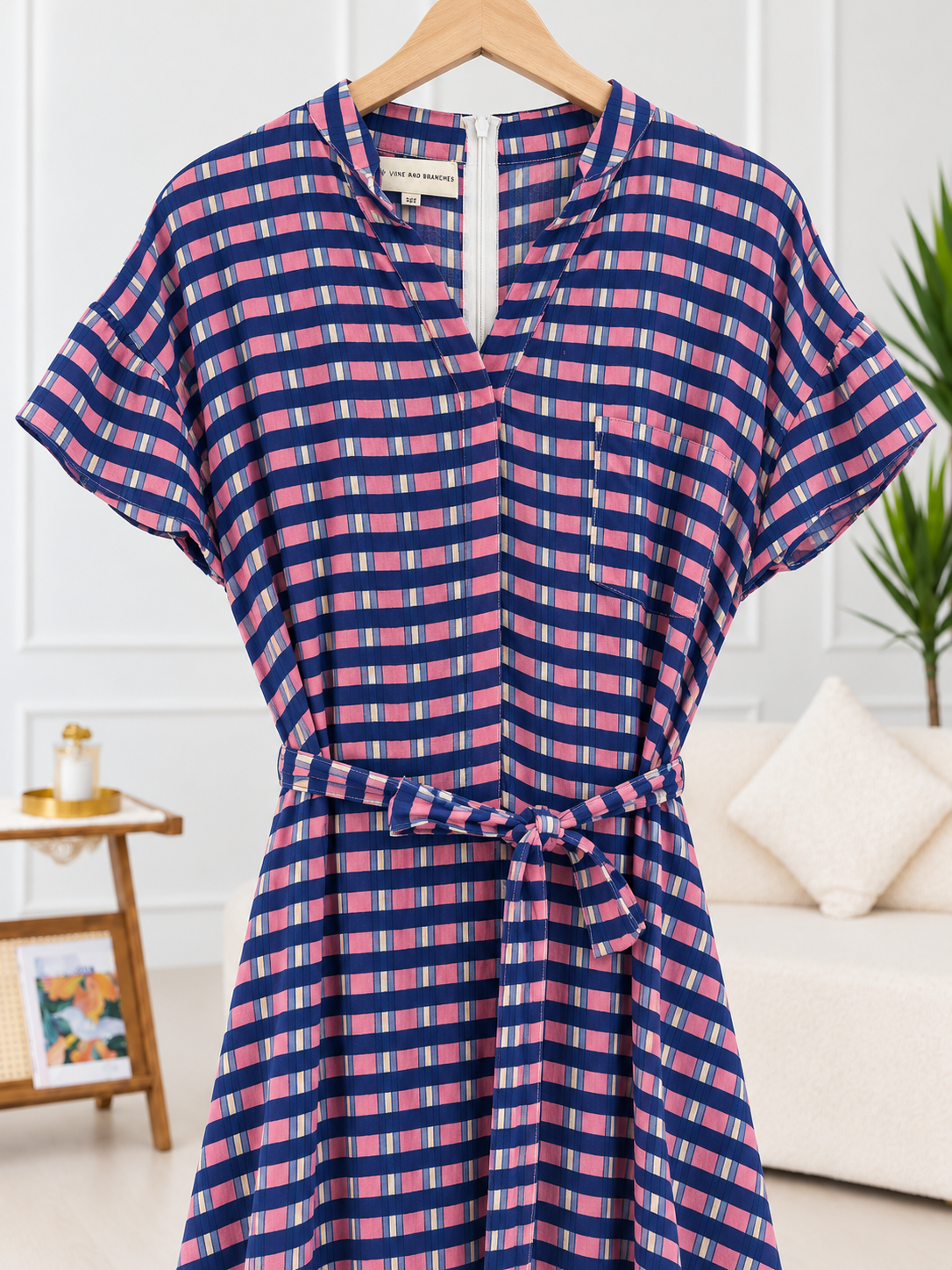 Monica Cotton Dress | Prune Checkered