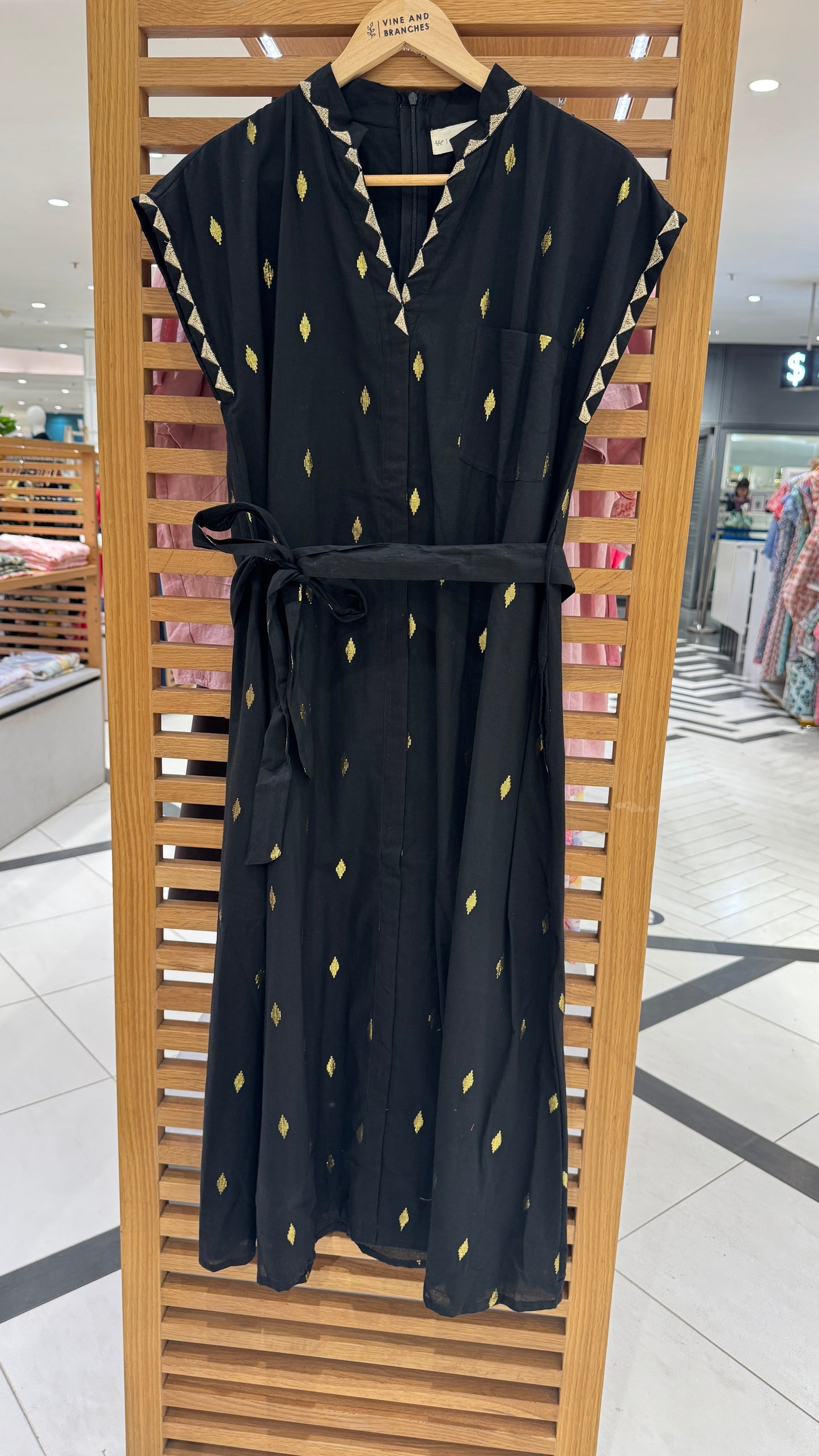 Kiara Lurex Cotton Dress | Black Gold Lurex