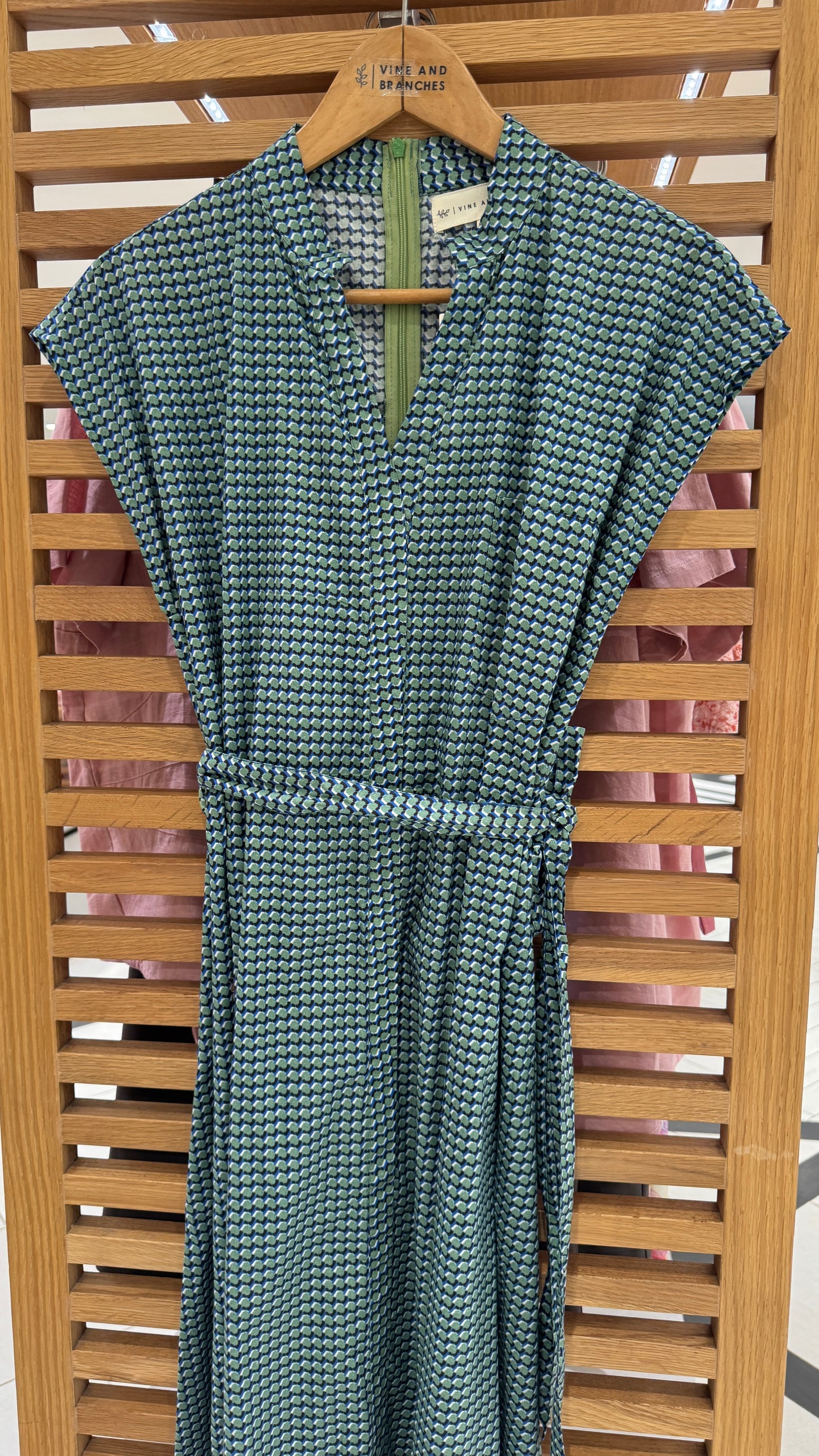 Kiara Cotton Dress | Retro Green