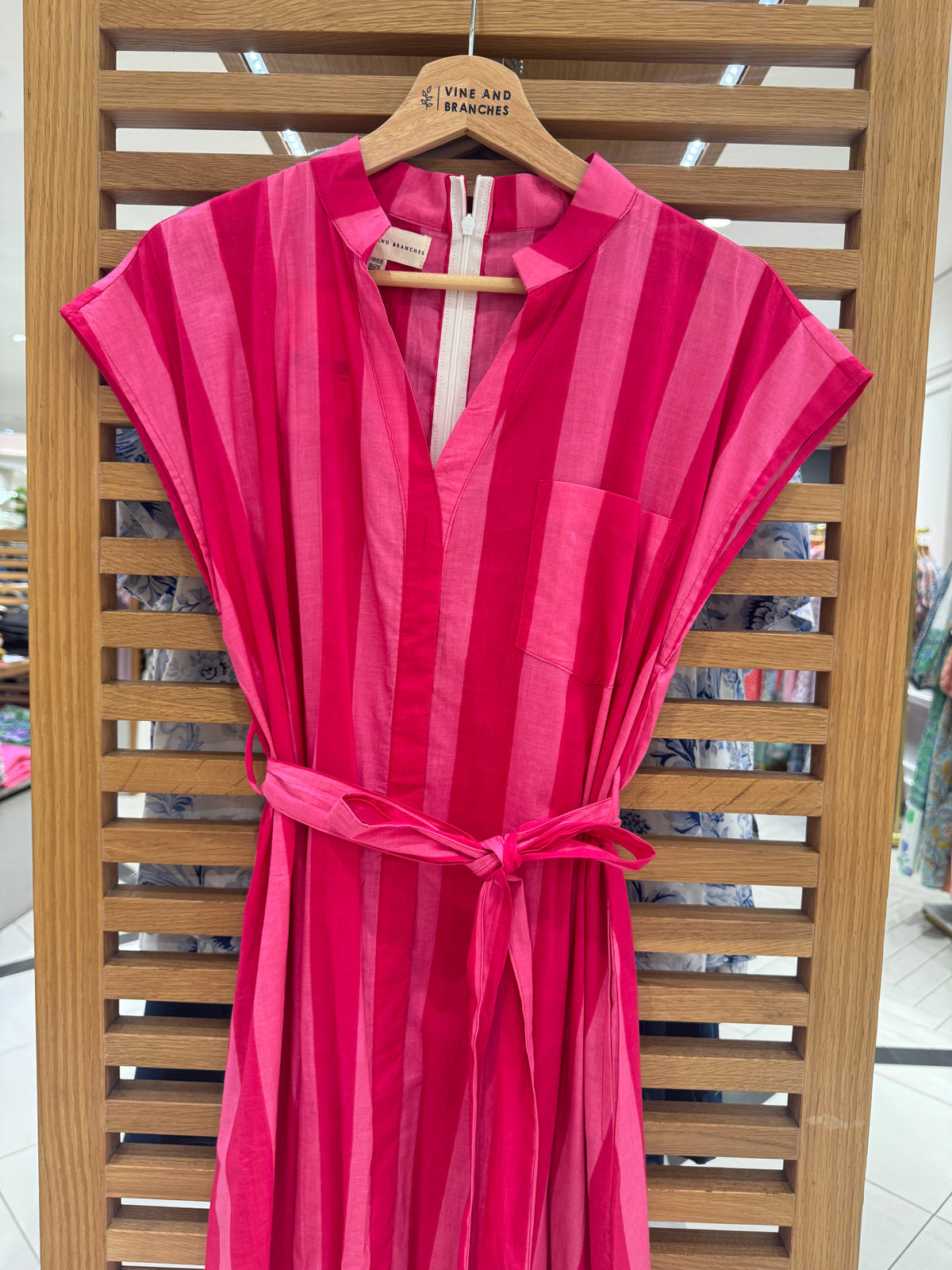 Kiara Cotton Dress | Pink Stripes