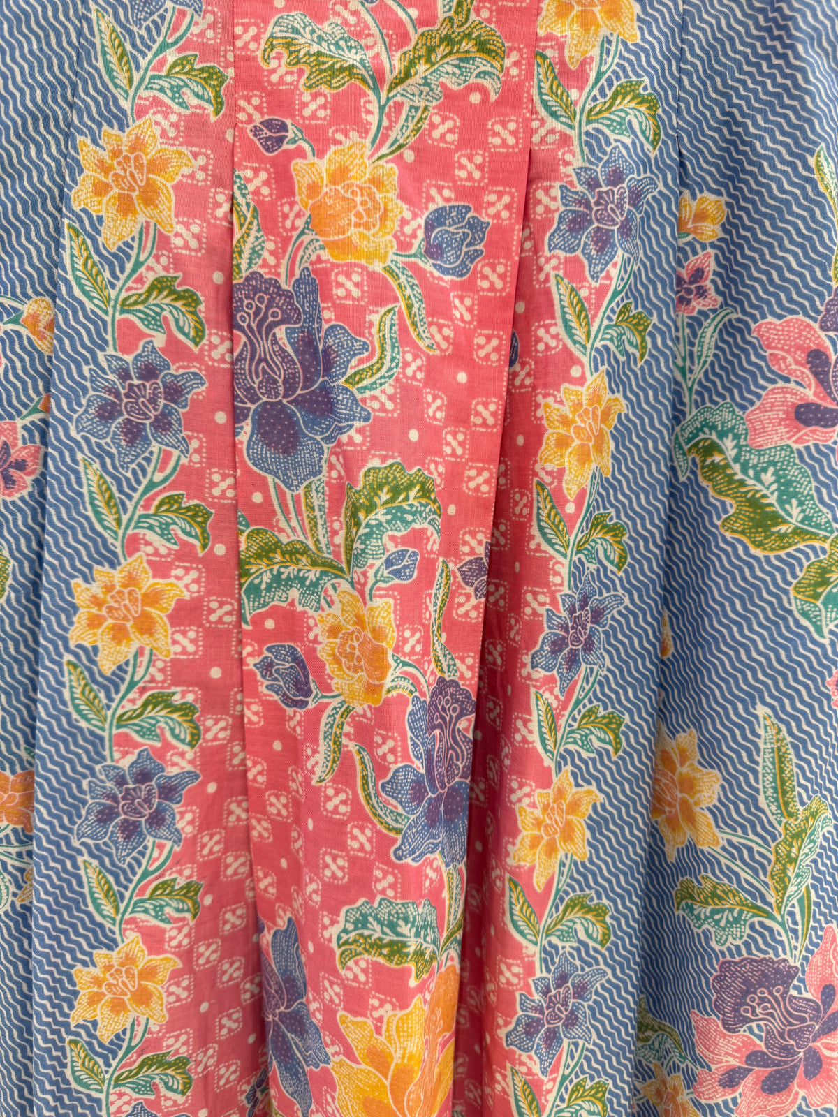 Suzie Batik A-line Skirt - Blue Pink Bloom