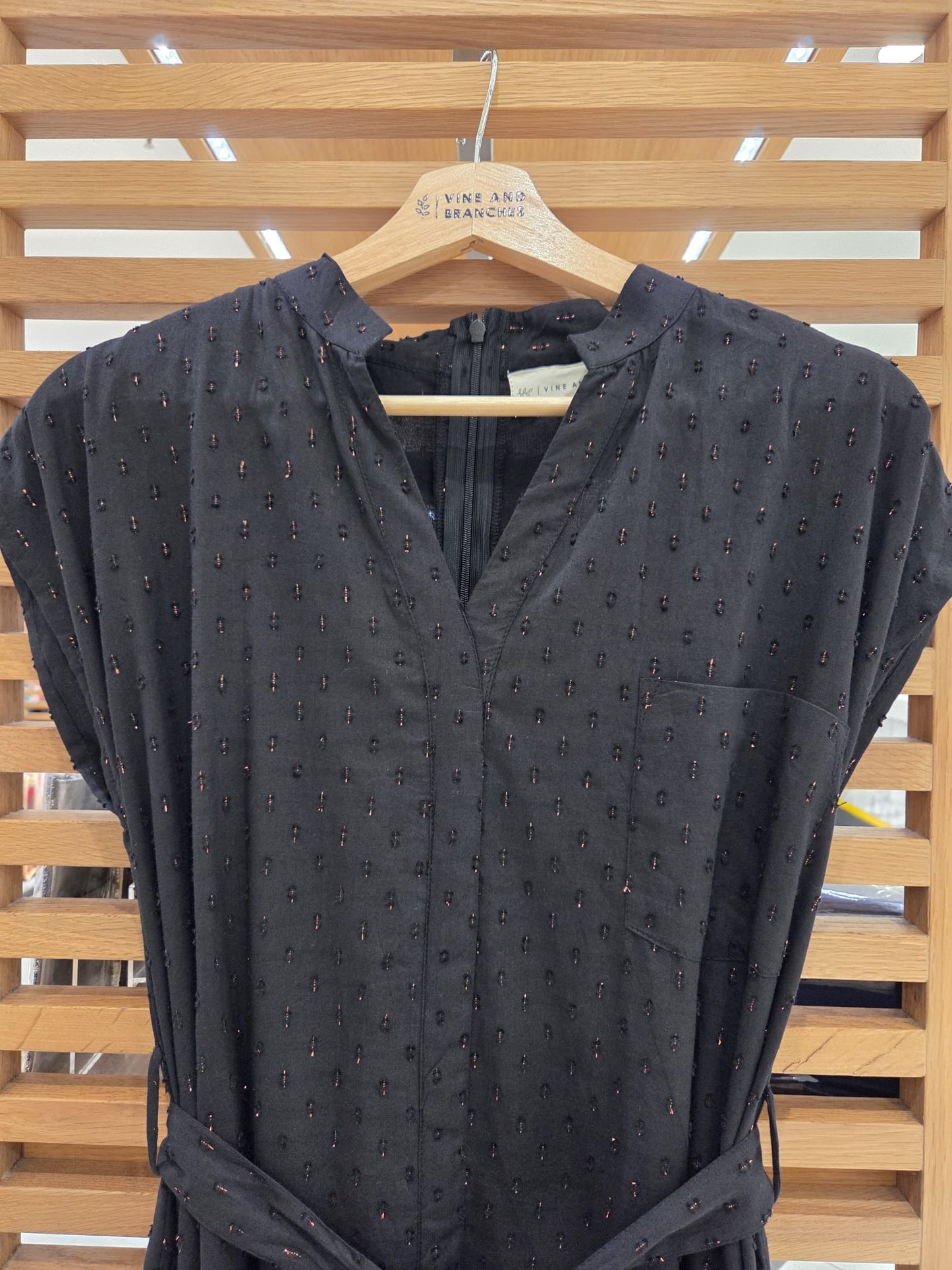 Kiara Lurex Cotton Dress | Black Bronze Lurex