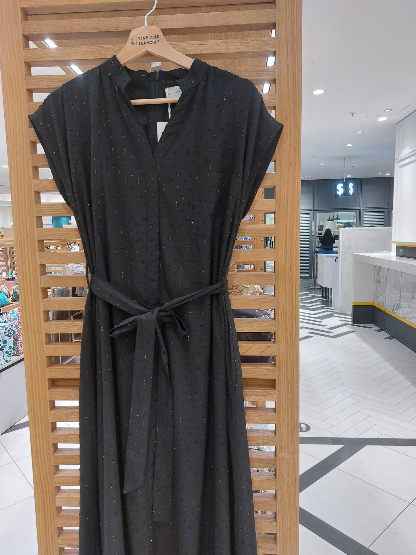Kiara Lurex Cotton Dress | Black Bronze Lurex