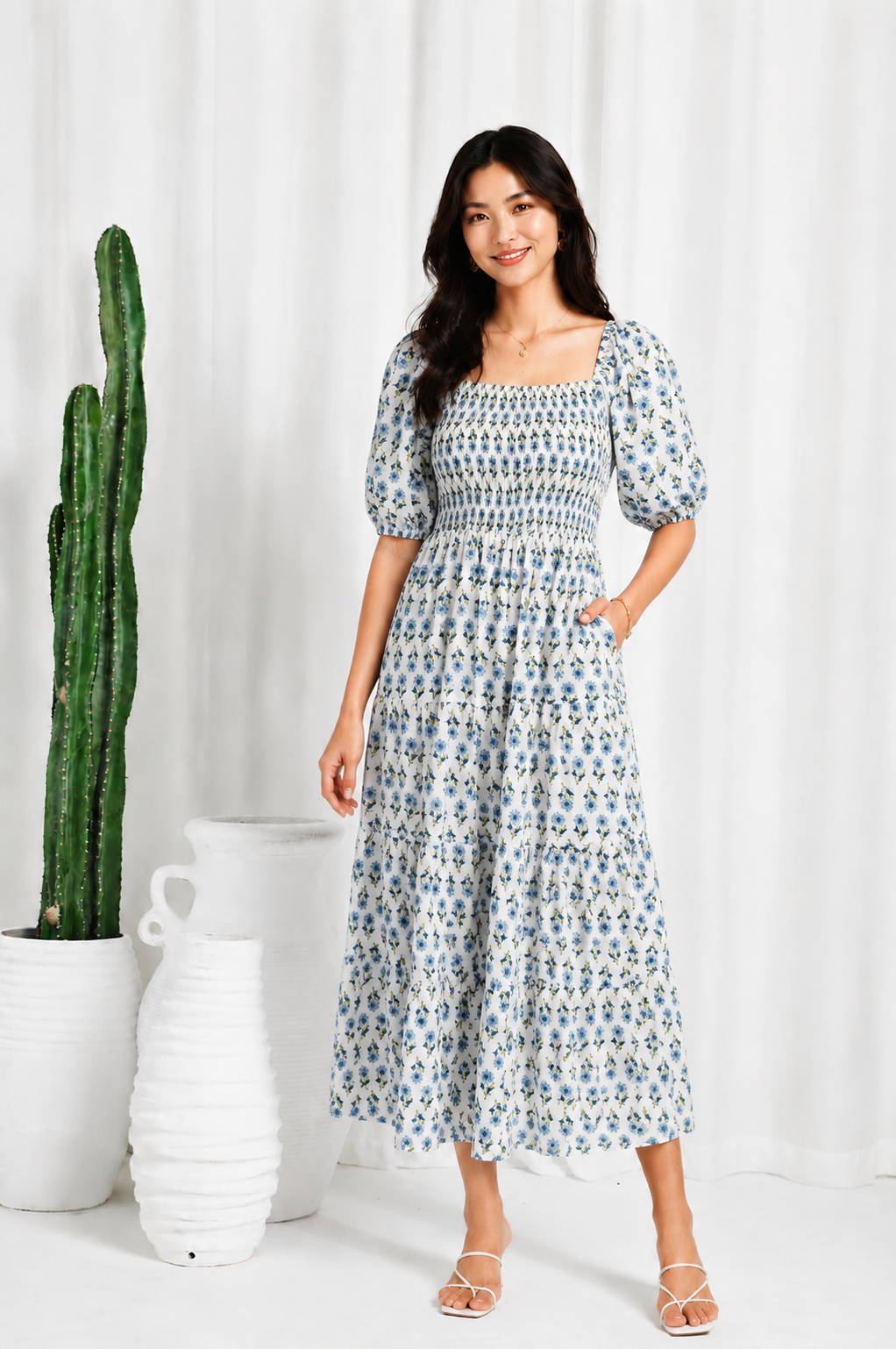 Nellie Dress - Seashore Cornflower