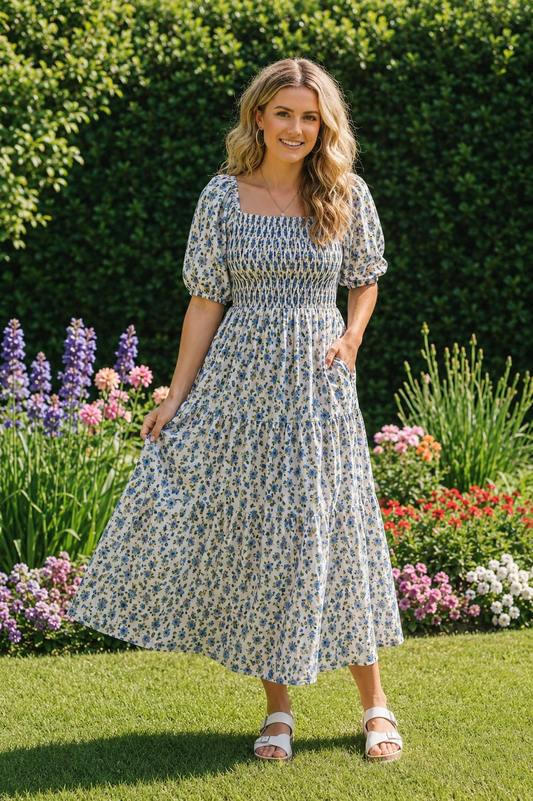 Nellie Dress - Seashore Cornflower