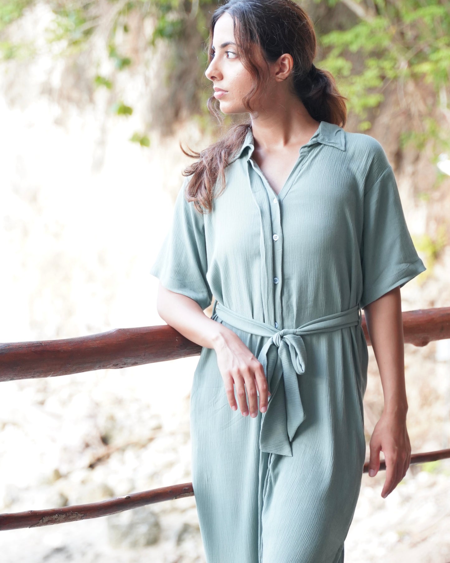 Freya Shirt Dress - Olive Green