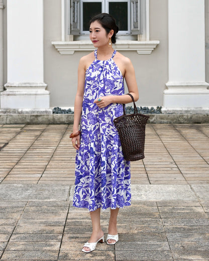 Enza Halter Neck Maxi Dress -  China Blue