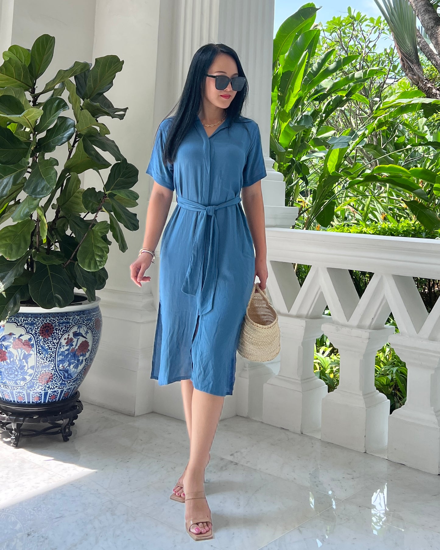 Freya Shirt Dress - Sky Blue
